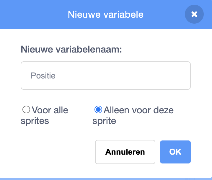 Variabele: alleen voor deze Sprite
