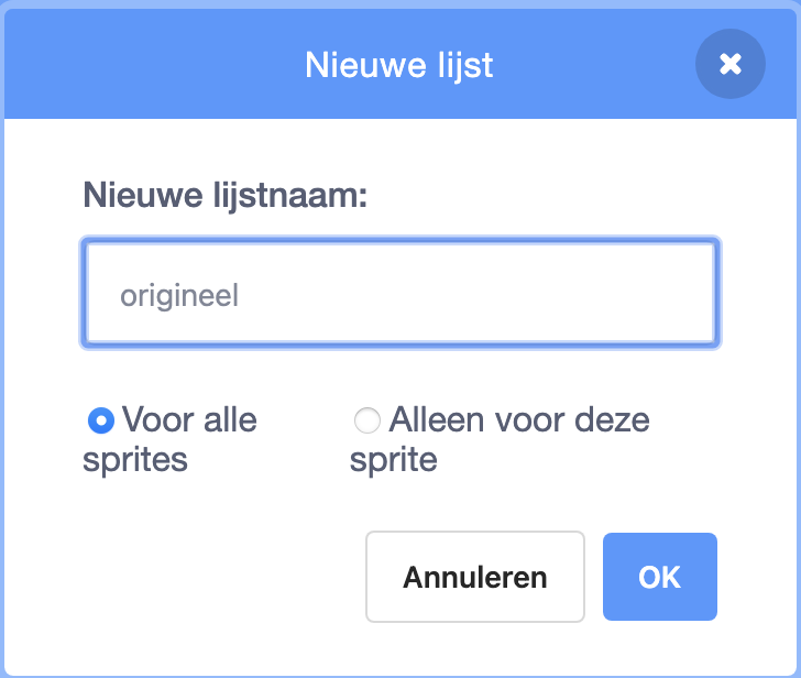 Sorteren: nieuwe lijst aanmaken